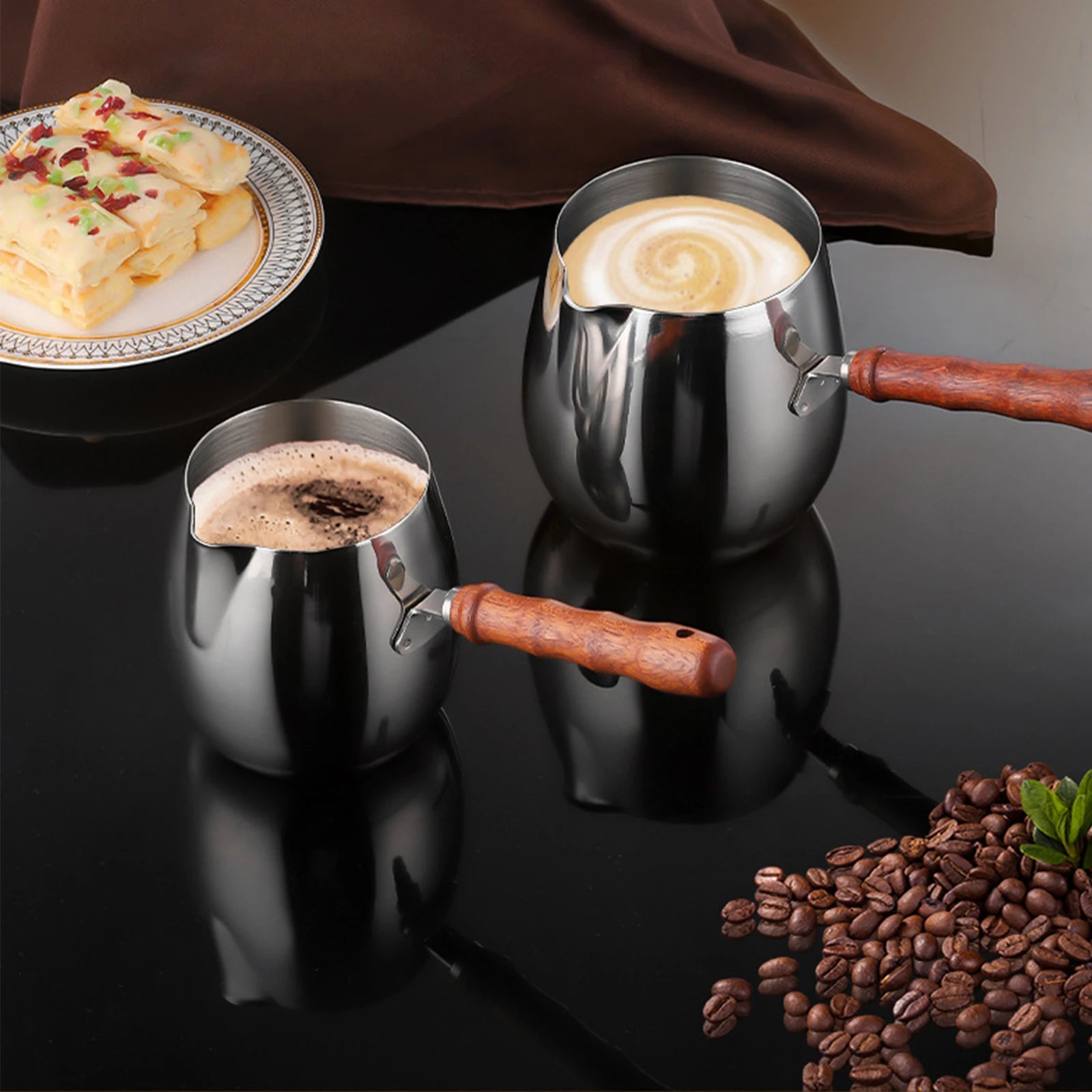 Cafetière Turque en Acier Inoxydable Manche Long