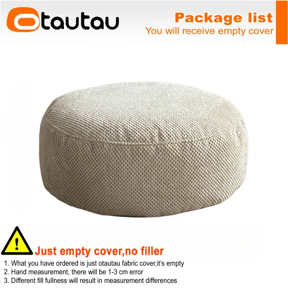 OTAUTAU Soft Corduroy Pouf Bean Bag Cover Ottoman Footstool Stool JD036【No Filler Inside! You Need To Buy Filler By Yourself !】
