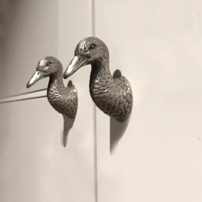 Poignée de Meuble Argent Antique Forme Canard