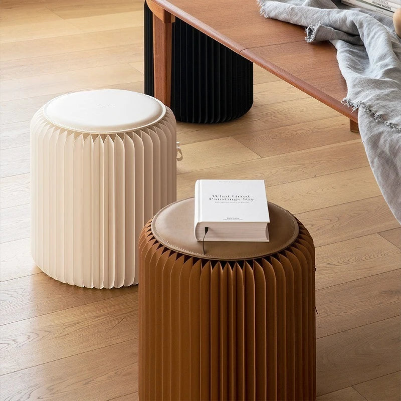 Tabouret Pliable en Carton Kraft - Design Accordéon