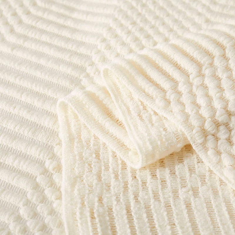 Jeté Boho Blanc Texturé - Grand Format Chunky