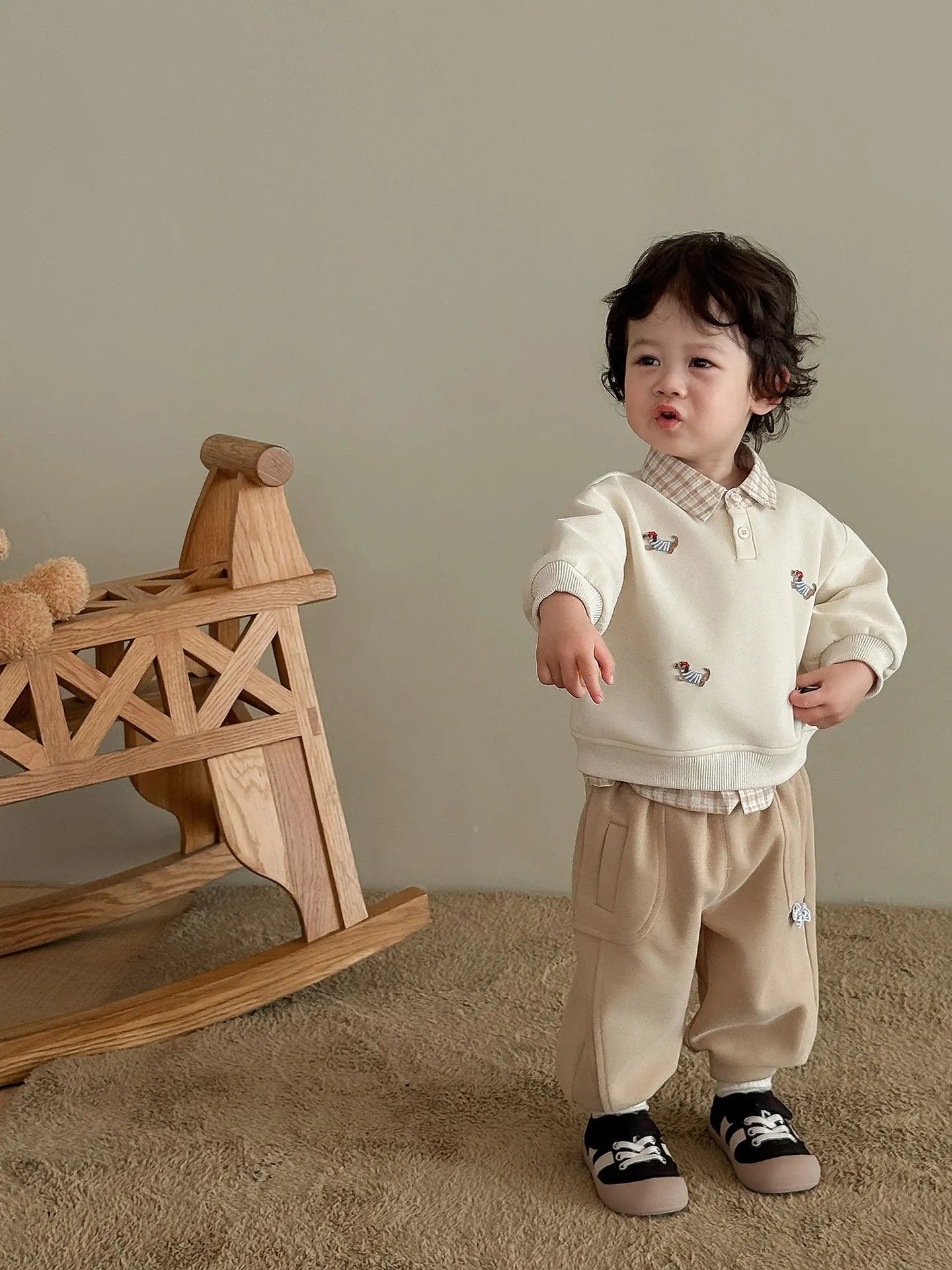 Pull Enfant Motif Cartoon Bicolore