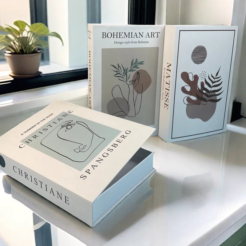 Faux Livres Décoratifs Boîte de Rangement Style Bauhaus