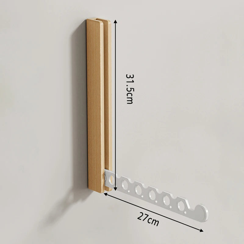 Porte-Vêtements Mural en Bois - Pliable et Escamotable