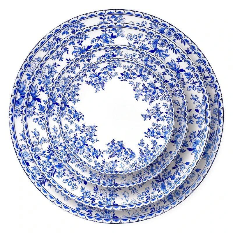 Assiette en Porcelaine Bleu et Blanc Style Vintage