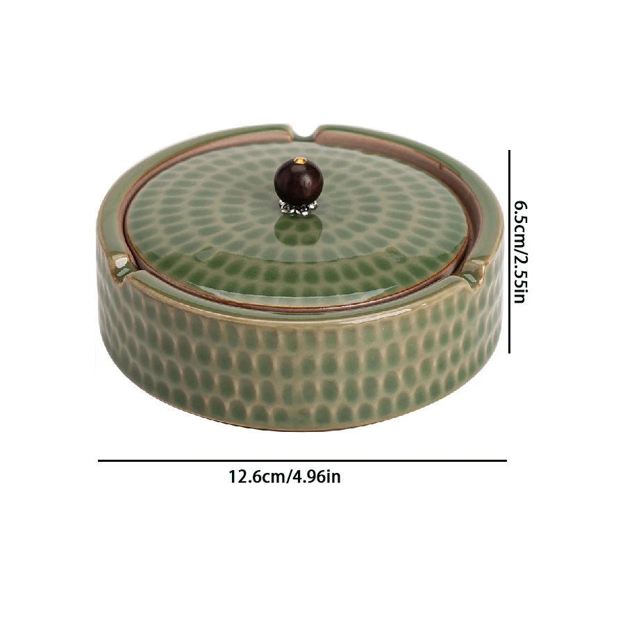 Cendrier en Céramique avec Couvercle - Design Épuré