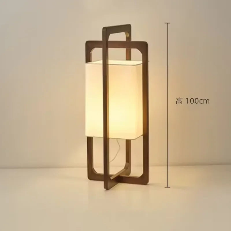 Lampadaire en Bois Massif - Style Japonais Wabi-Sabi