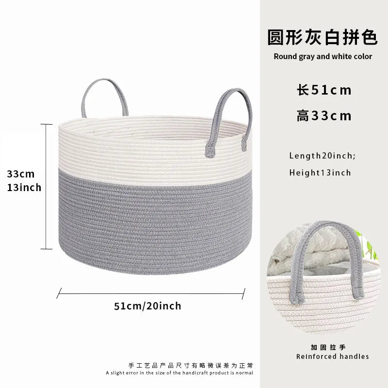 Grand Panier à Linge en Corde de Coton Tressée Main