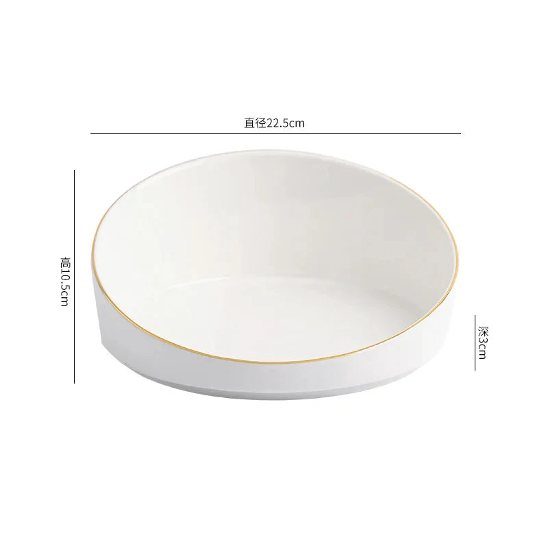Assiette en Céramique Blanche pour Salade et Dim Sum