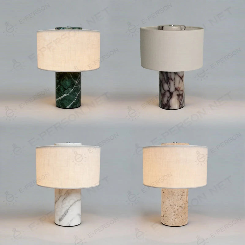 Marble Table Lamp – Fabric Shade