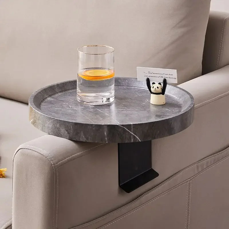 Plateau d'Accoudoir Mobile - Mini Table Basse Ronde