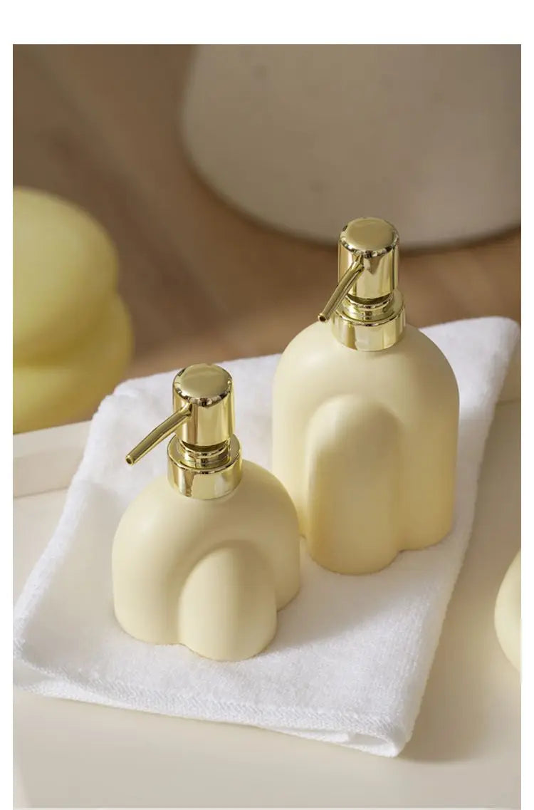 Distributeur de Savon Céramique Motif Encre Rayé