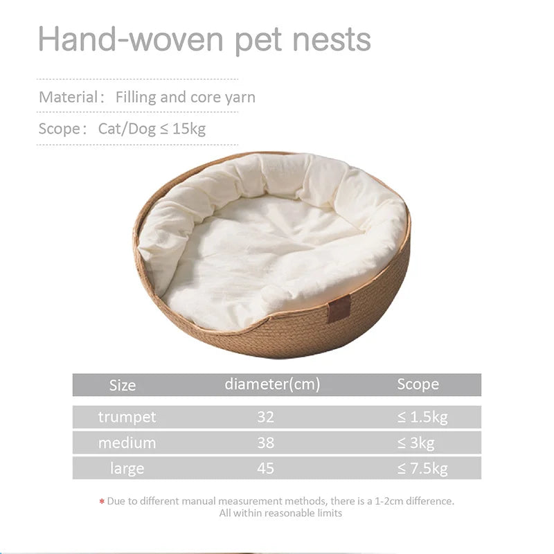 Lit pour Animaux en Bambou Tressé Quatre Saisons