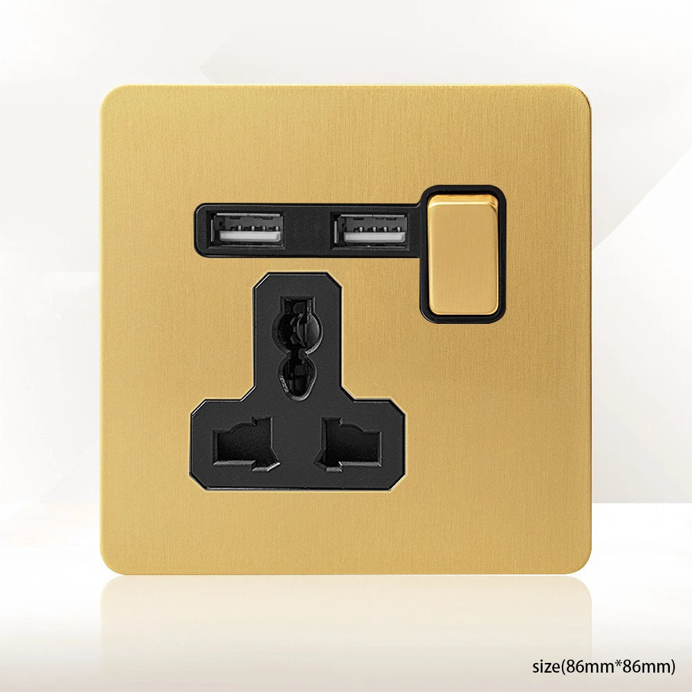 Interrupteur Mural Doré Style Vintage avec Prise USB-C