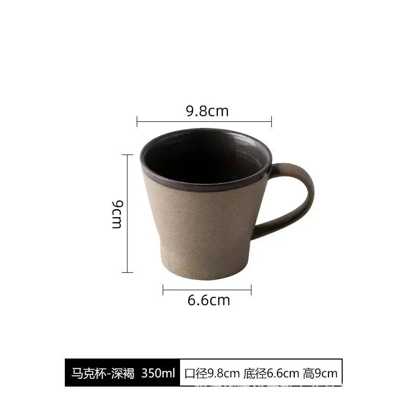 Ensemble Tasses en Poterie Rétro Faites Main avec Soucoupes