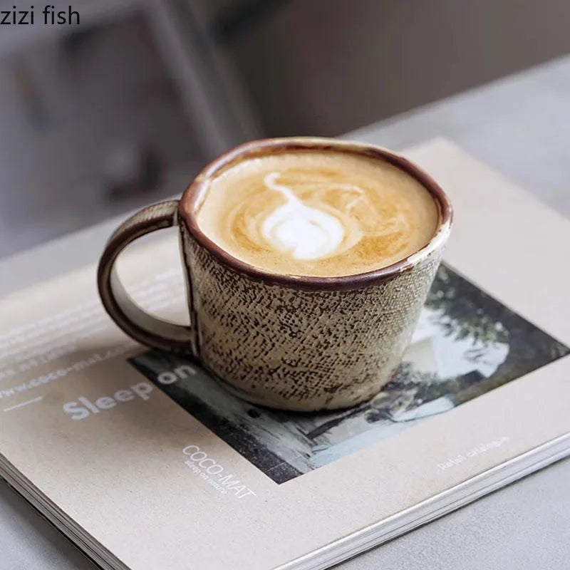 Tasse Céramique Japonaise Rétro Forme Irrégulière Grande Capacité