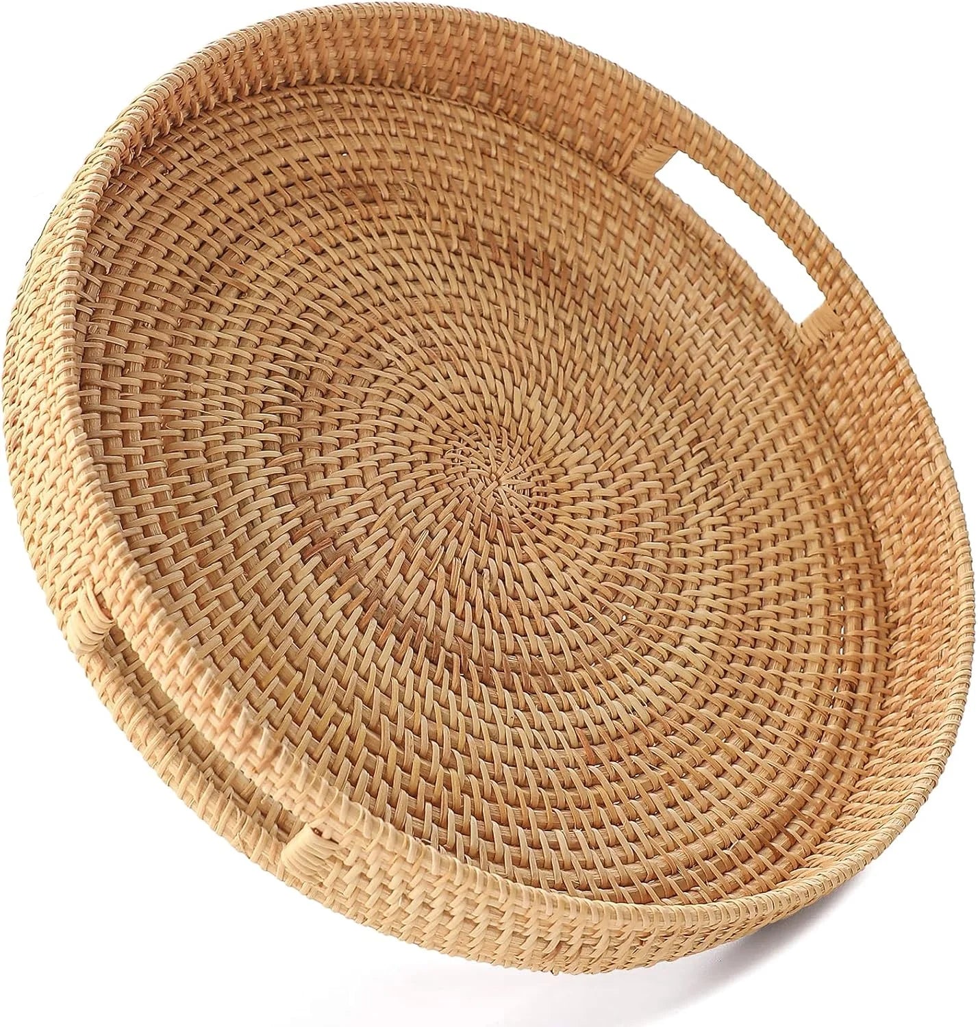 Plateau de Service en Rotin Naturel Tressé
