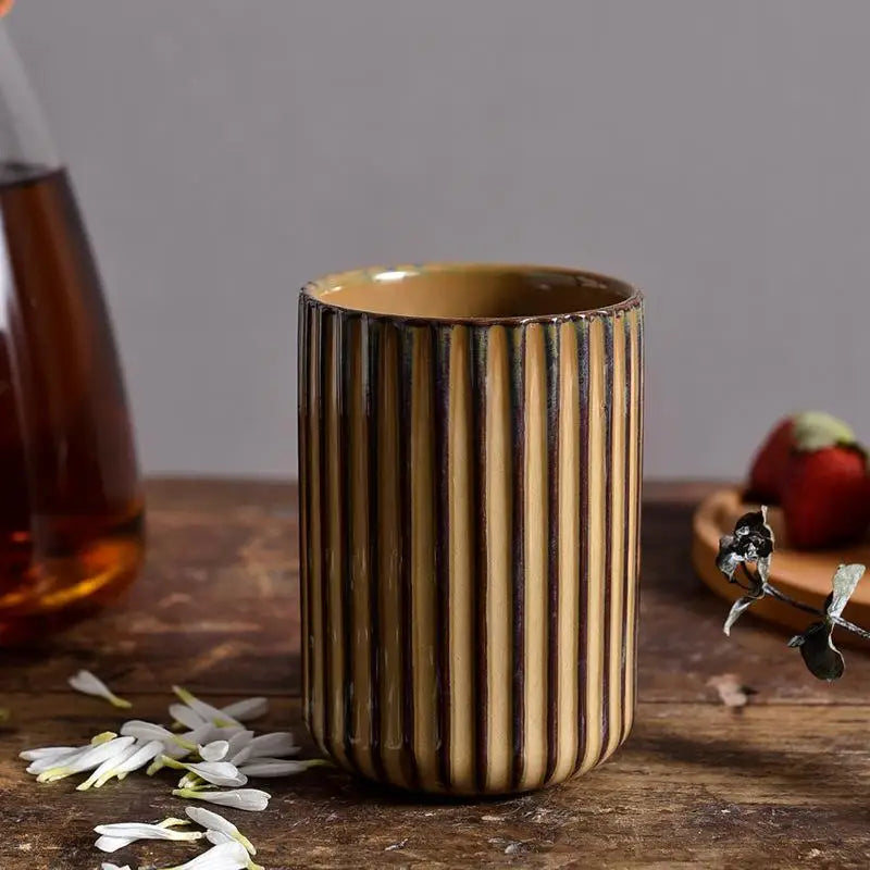 Mug en Céramique à Rayures Verticales - 300ml