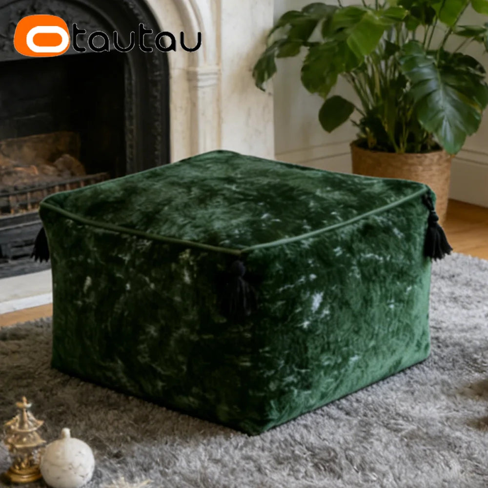Housse de Pouf Ottoman Velours Diamant - Sans Garnissage