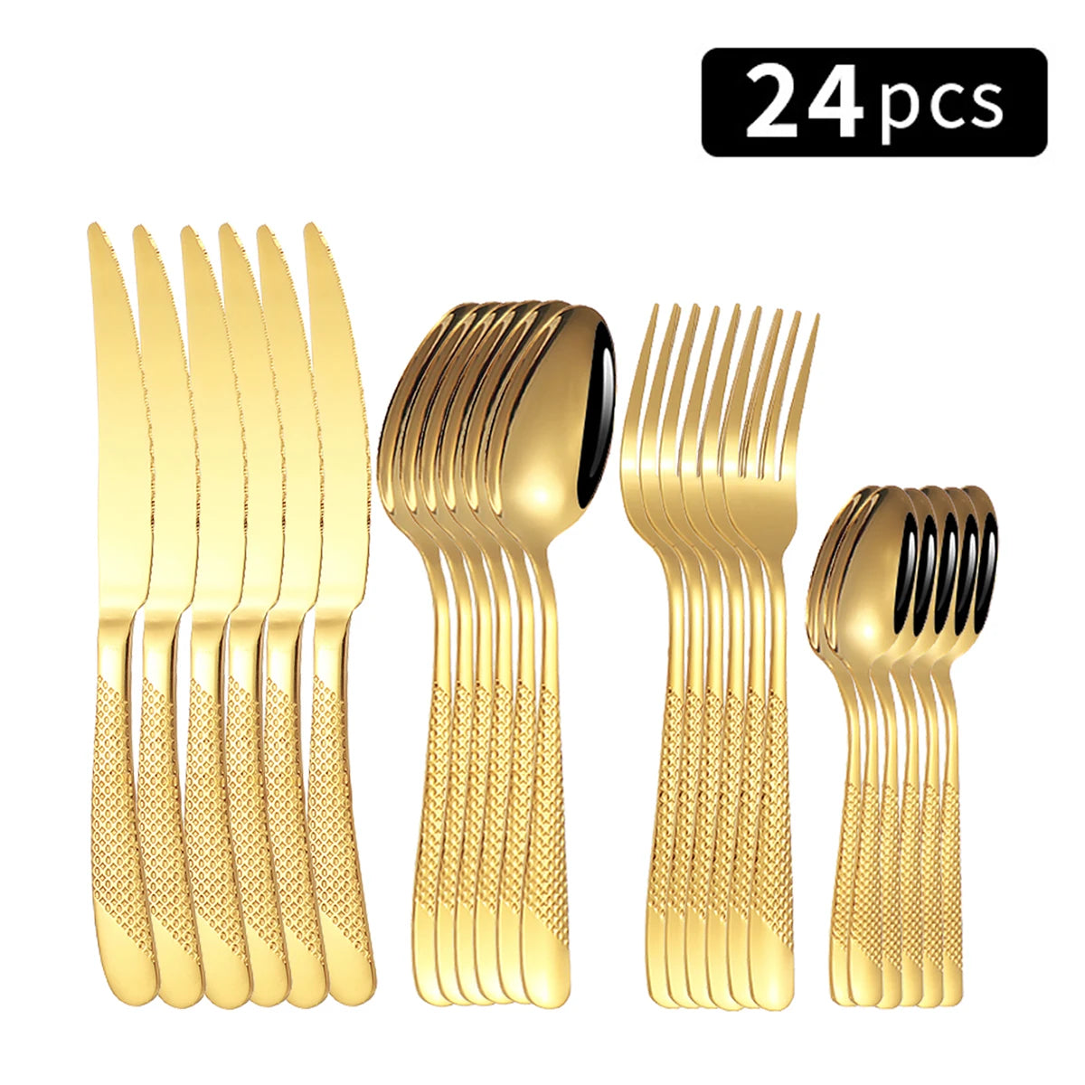 Ensemble Couverts à Steak Étoilé 24 Pièces Inox