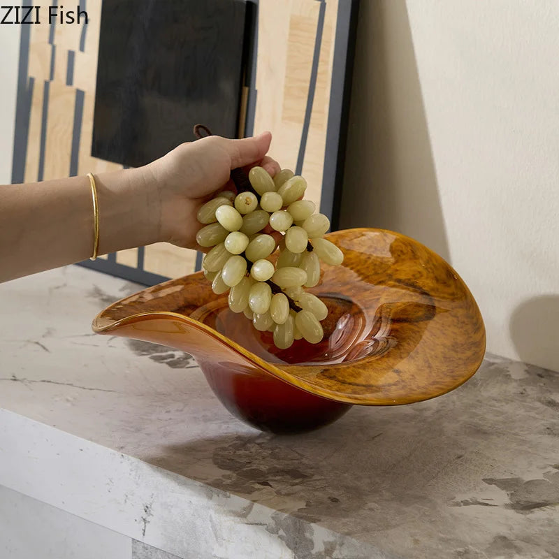 Coupe à Fruits en Verre Ambré