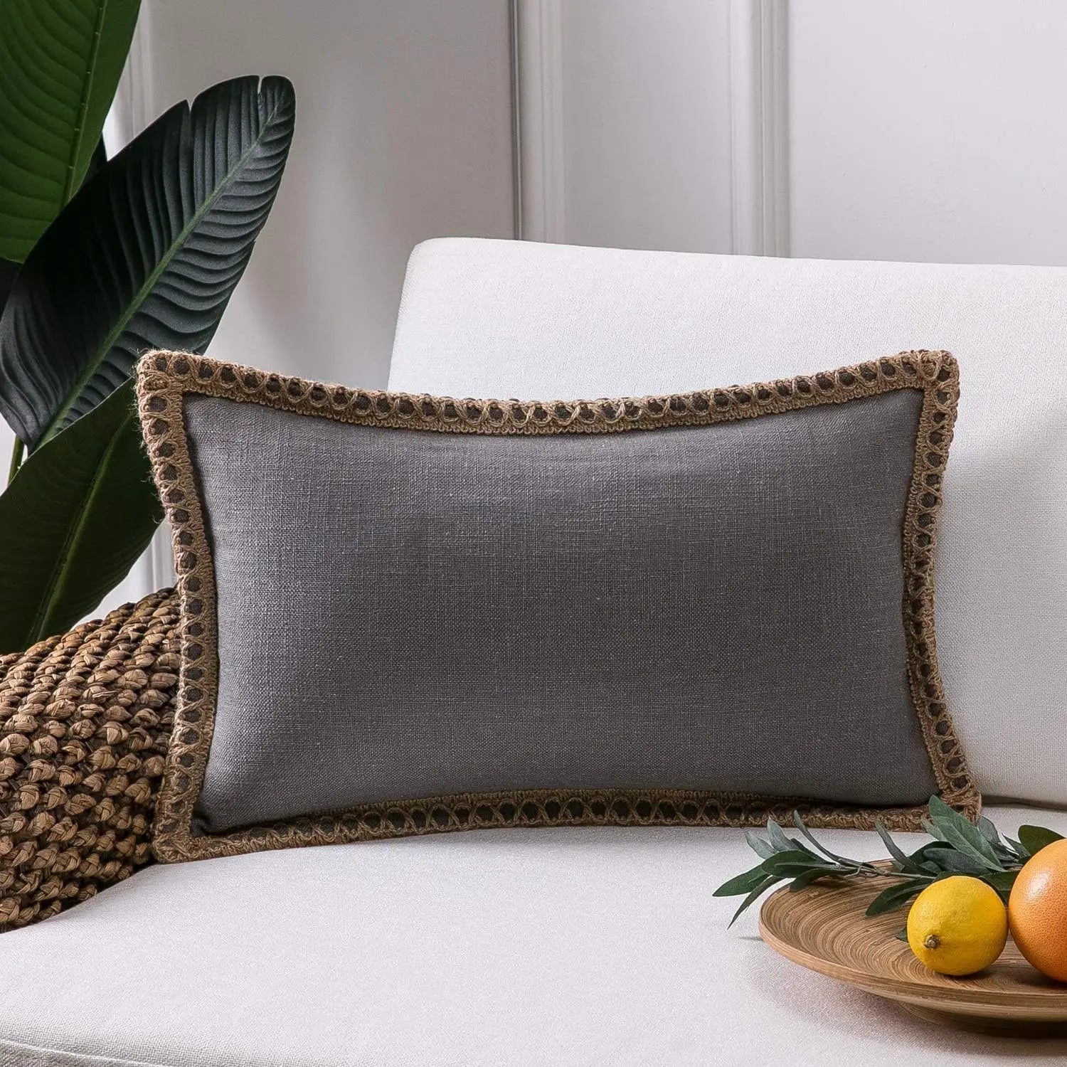 Housse de Coussin Champêtre Bordée - Style Farmhouse