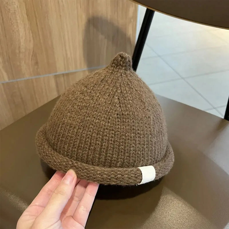 Bonnet Bébé Tricoté à Pompon