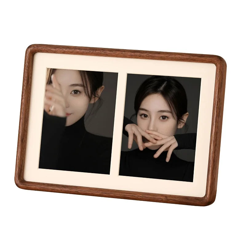 Cadre Photo Premium en Bois de Noyer - Coins Arrondis Duo