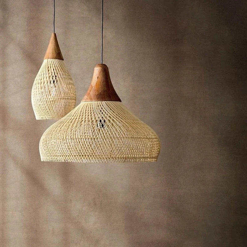 Suspension Rotin Fait Main Style Japonais