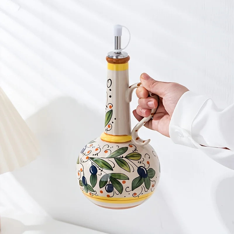 Distributeur d'Huile d'Olive en Céramique Gaufrée