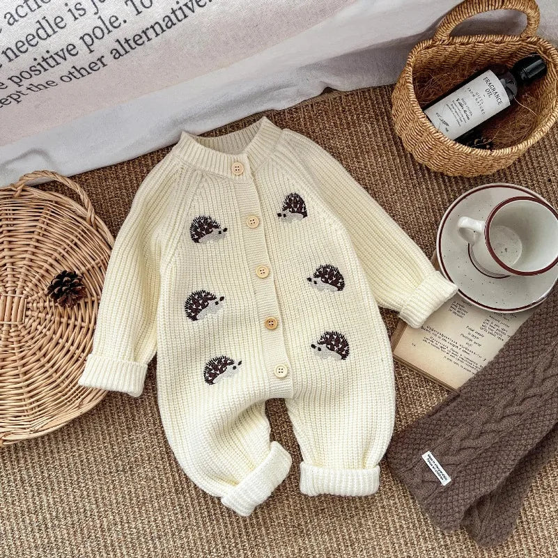 Barboteuse Bébé Tricotée Motif Hérisson