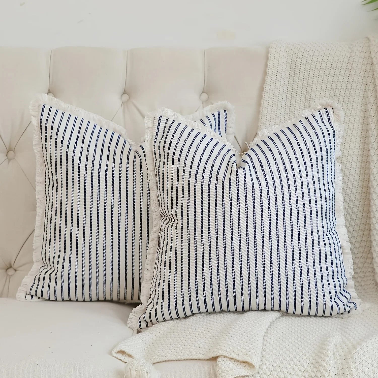 Housse de Coussin Rayée Confortable Style Décontracté