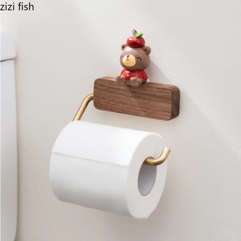 Porte-Essuie-Tout Mural en Bois et Acier Inoxydable