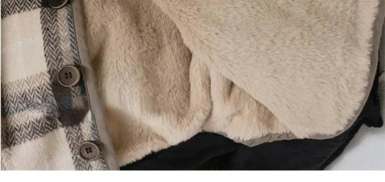 Manteau Enfant en Laine à Carreaux Peluche