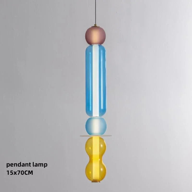 Suspension Design en Verre Coloré Vitrail