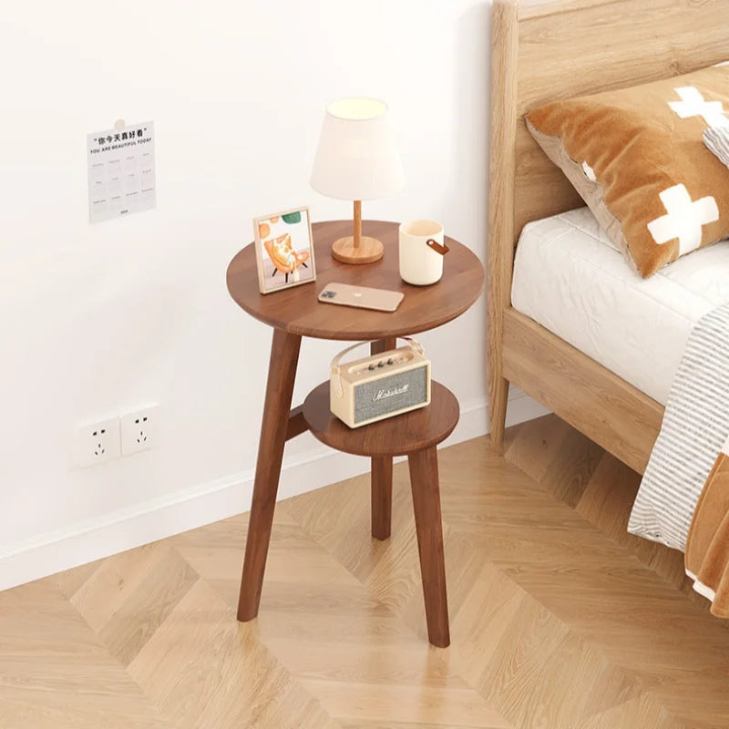 Table Basse Ronde Bois Massif - Rangement Fonctionnel