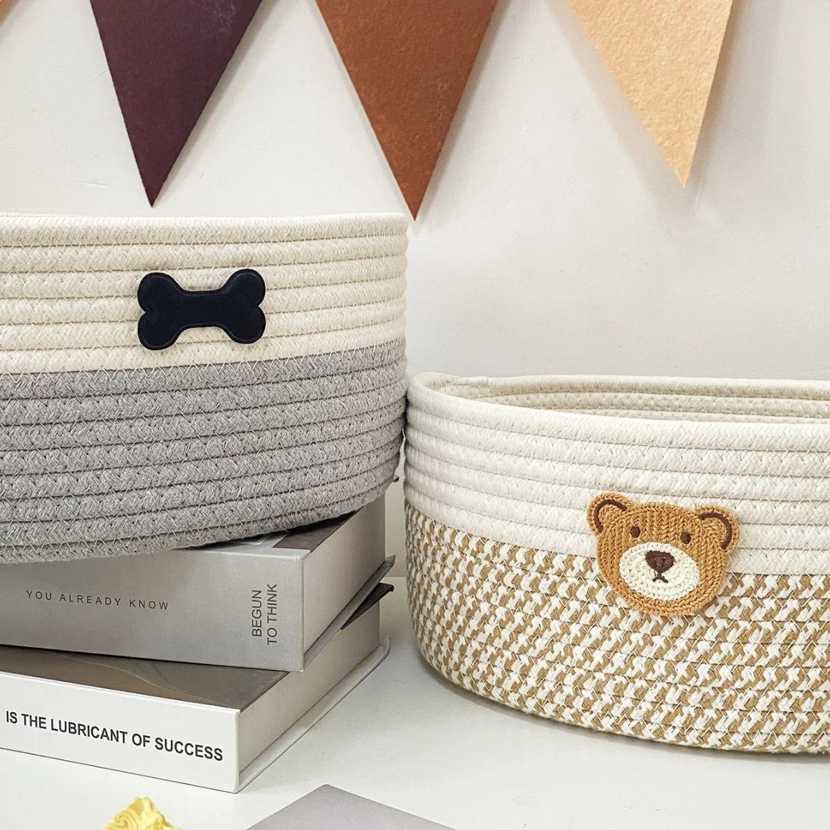 Panier en Corde de Coton Tressée pour Rangement