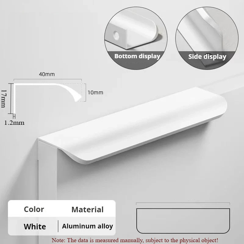 Poignée de Meuble Invisible Aluminium Courbe Moderne
