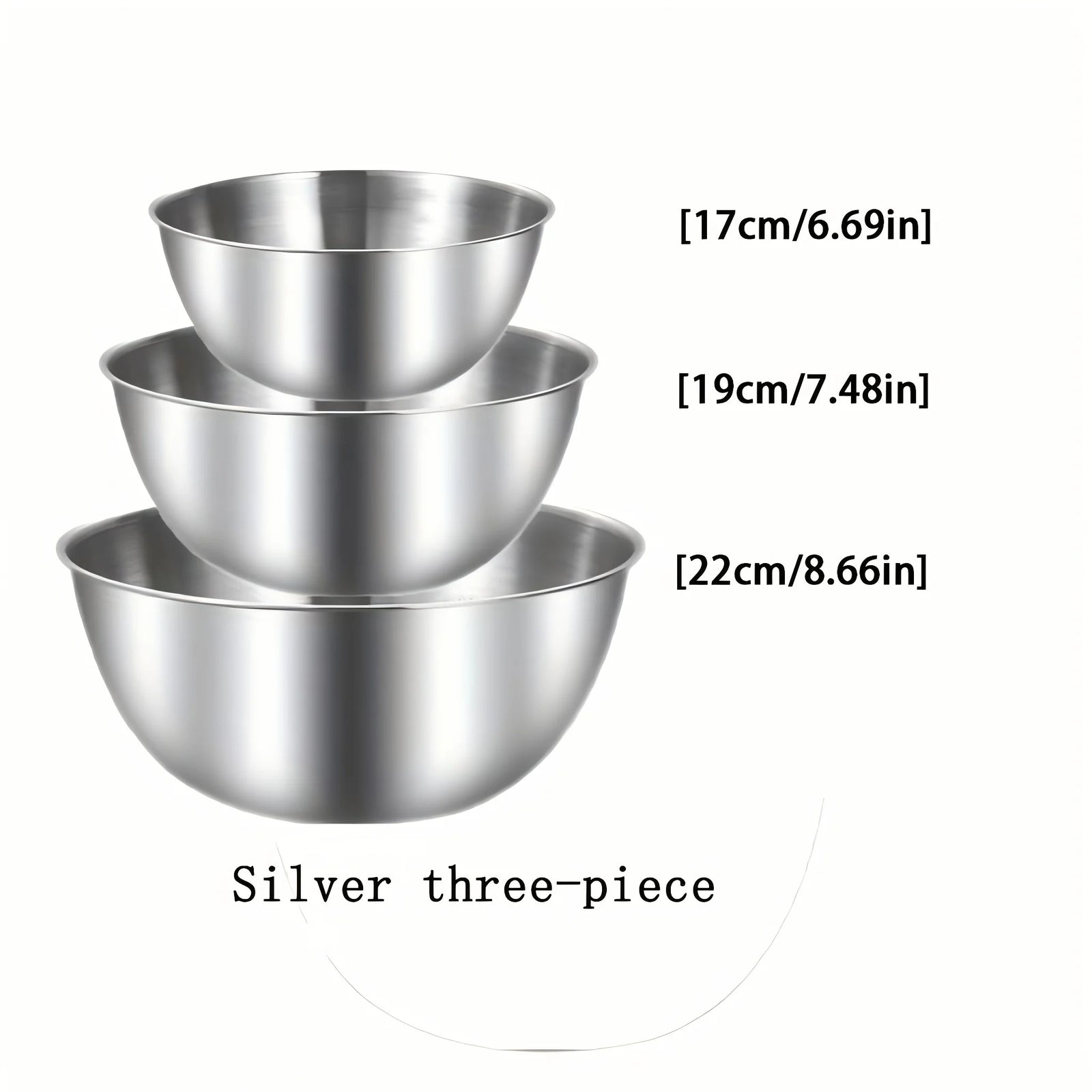 Set de 3 Bols en Acier Inoxydable pour Mélanger et Pétrir