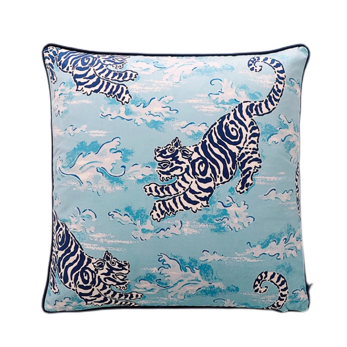Housse de Coussin Velours Motif Léopard à Pompons
