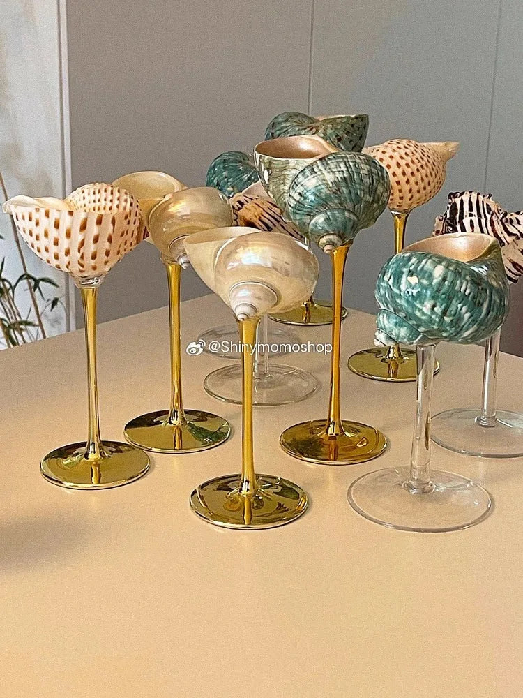 Verre à Vin en Coquillage Naturel - Fait Main, Style Nordique
