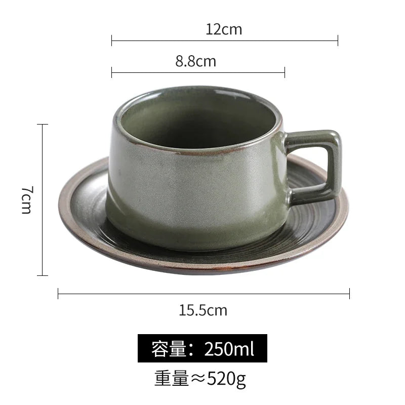 Service à Café en Grès Brut Style Japonais Rétro