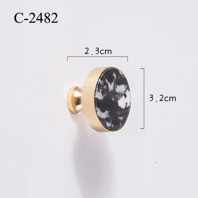 Natural Stone & Brass Knob – Cabinet Hardware