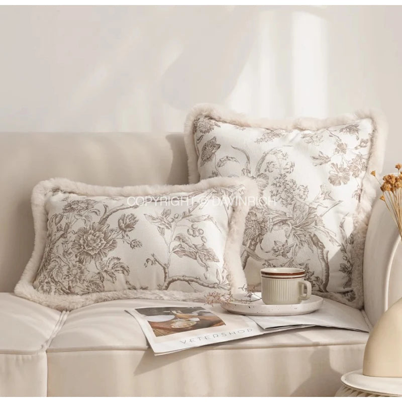 Housse de Coussin Arches Géométriques Effet Fourrure