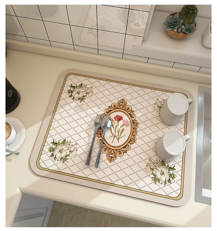 Tapis d'Égouttage Absorbant Antidérapant pour Cuisine
