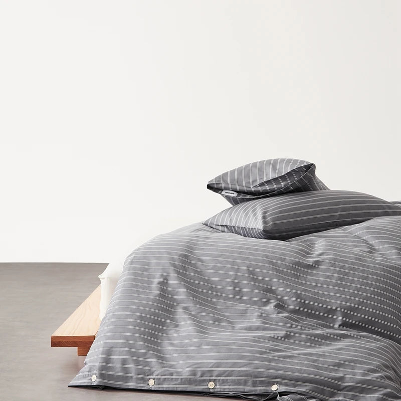 Housse de Couette Coton Rayée Douce pour Toute la Famille