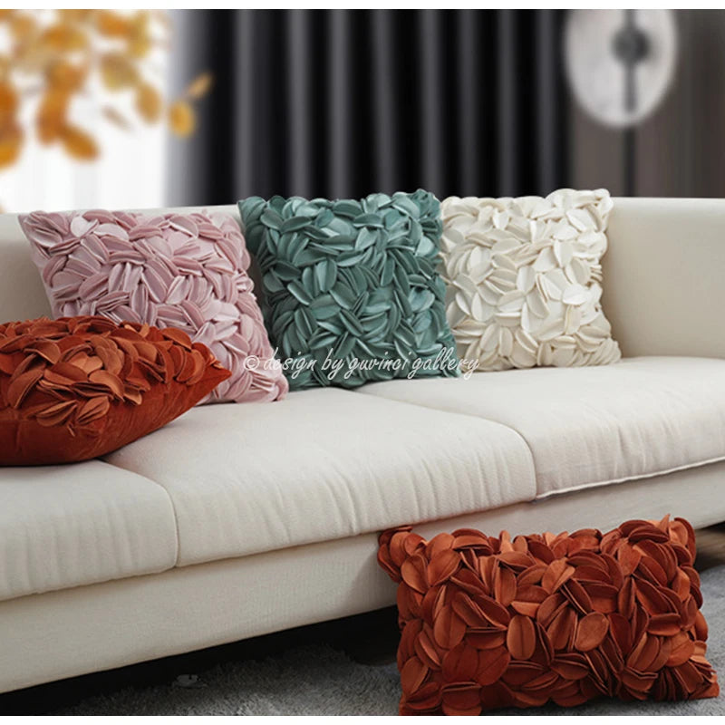 Housse de Coussin Fleurie Romantique Faite Main 45x45cm