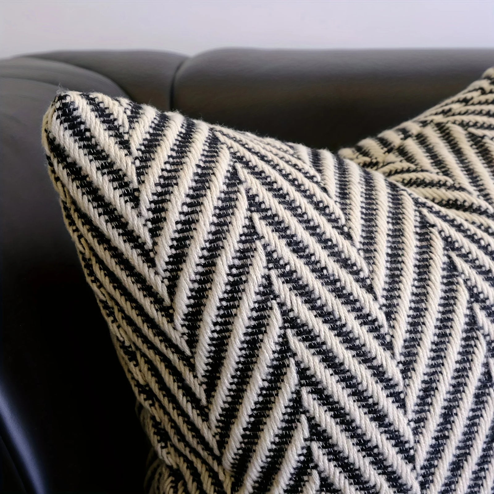 Housse de Coussin Pied-de-Poule - Noir et Blanc