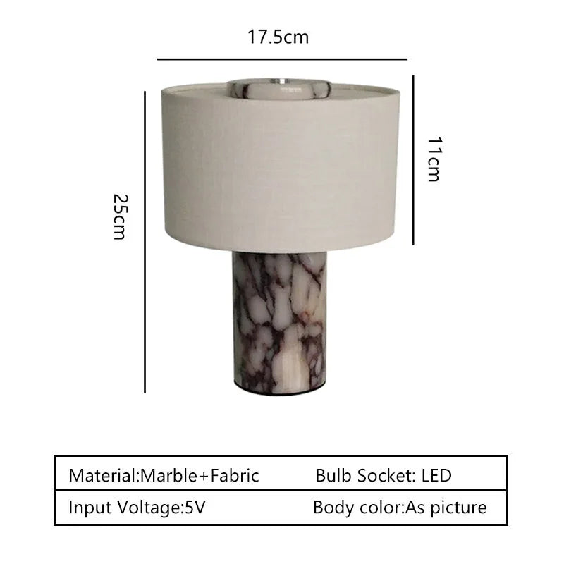 Marble Table Lamp – Fabric Shade