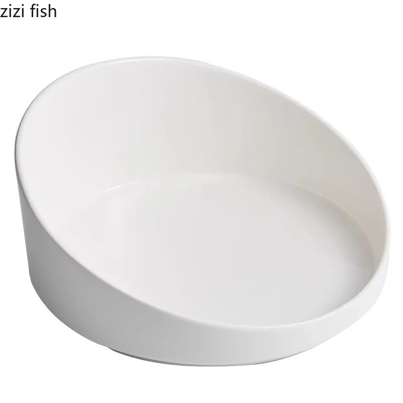Assiette en Céramique Blanche pour Salade et Dim Sum